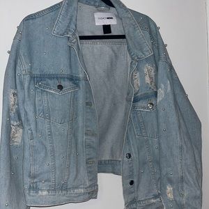Oversized embellished denim jacket.